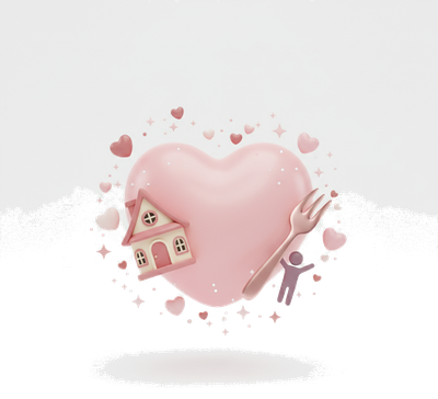 Heart and home illustration